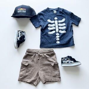 Skeleton Graphic Tee and Shorts Set (cap and shoes not included)